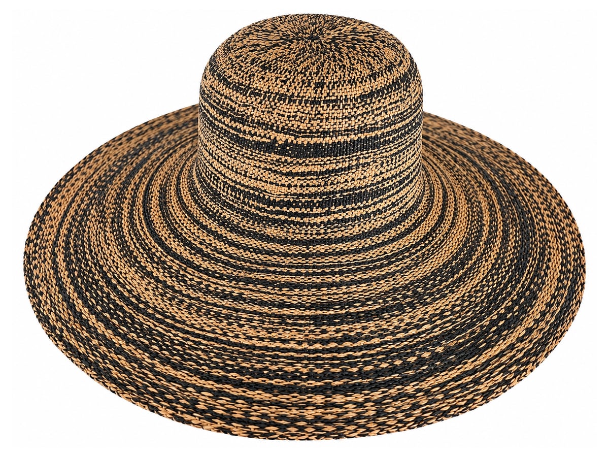 Black and Tan Paper Hat Body with Fine Woven Rings | product photo