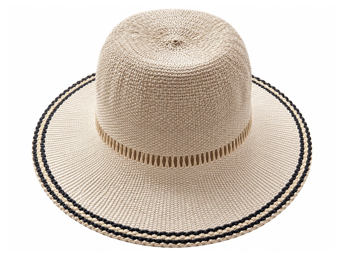 Ivory Paper Hat Body with Twin Dark Brim Lines | product photo