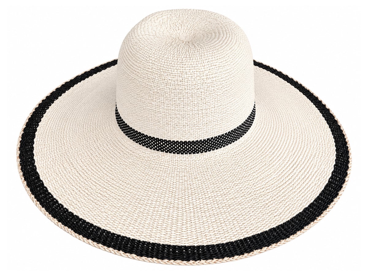 Ivory Paper Hat Body with a Bold Black Brim Edge | product photo