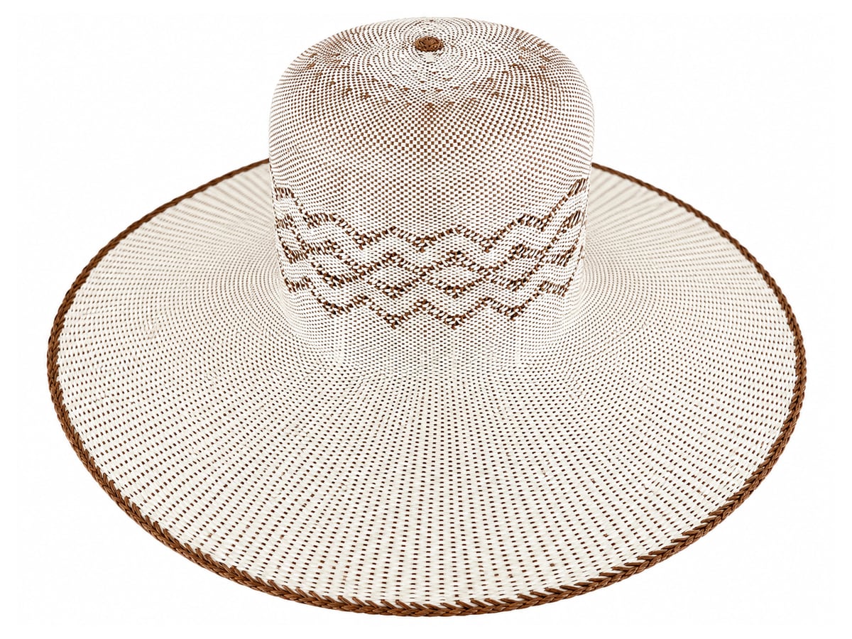 Ivory Paper Hat Body with Layered Brown Zigzag Lines | product photo