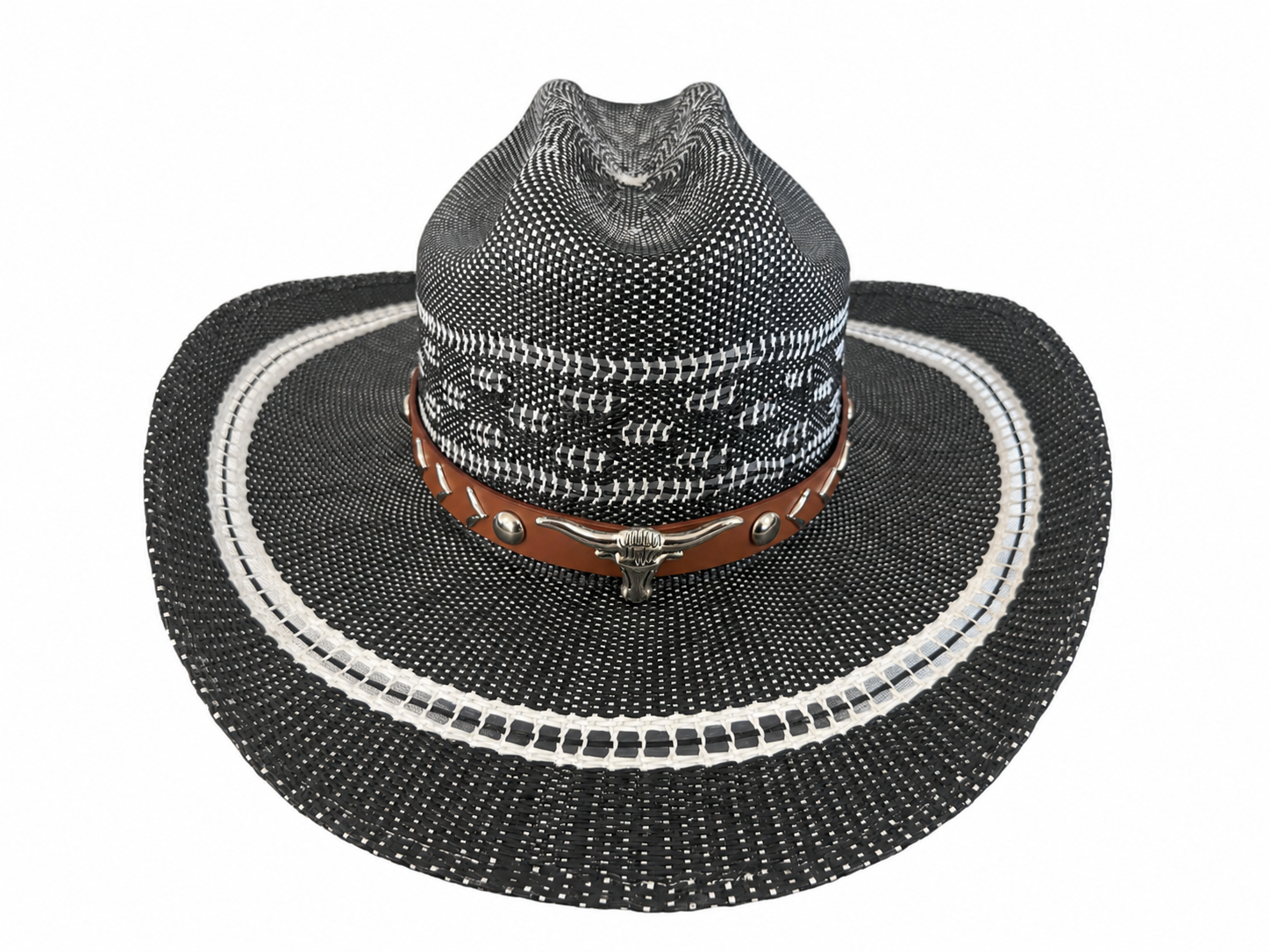 Black/White High Crown Cowboy Hat | product photo