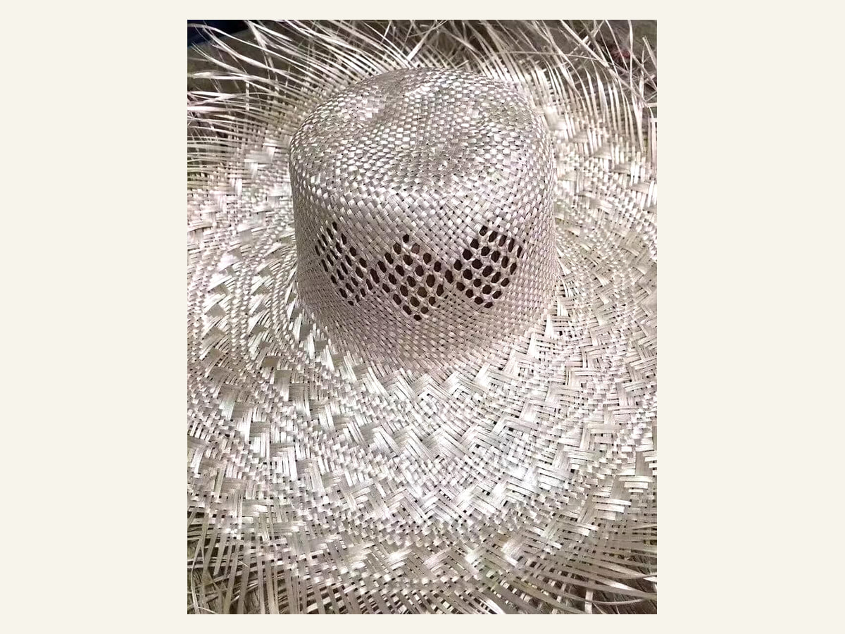 Diamond Openwork Crown Natural Straw Hat Body N04 for Wholesale | product photo