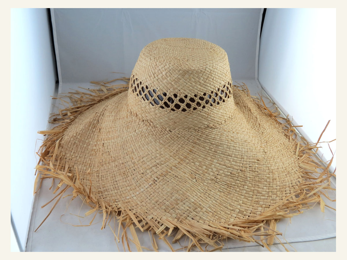 Diamond-Band Openwork Natural Straw Hat Body N12 for Wholesale | product photo