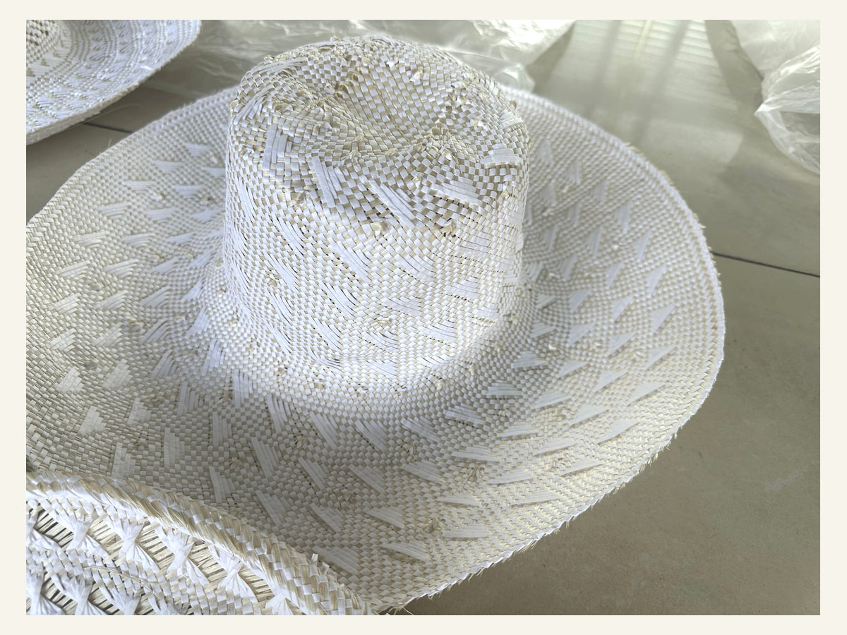 Diamond-Crown Openwork Natural Straw Hat Body N19 for Wholesale | product photo