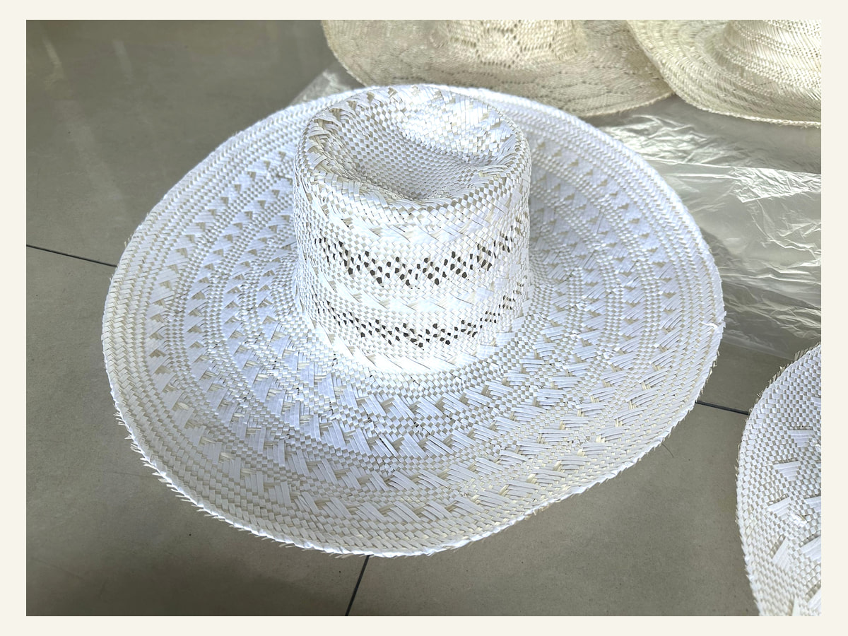 Layered Openwork Crochet Natural Straw Hat Body N20 for Wholesale | product photo