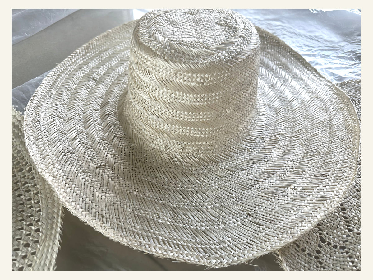 Striped Tall Crown Natural Straw Hat Body N23 for Wholesale | product photo