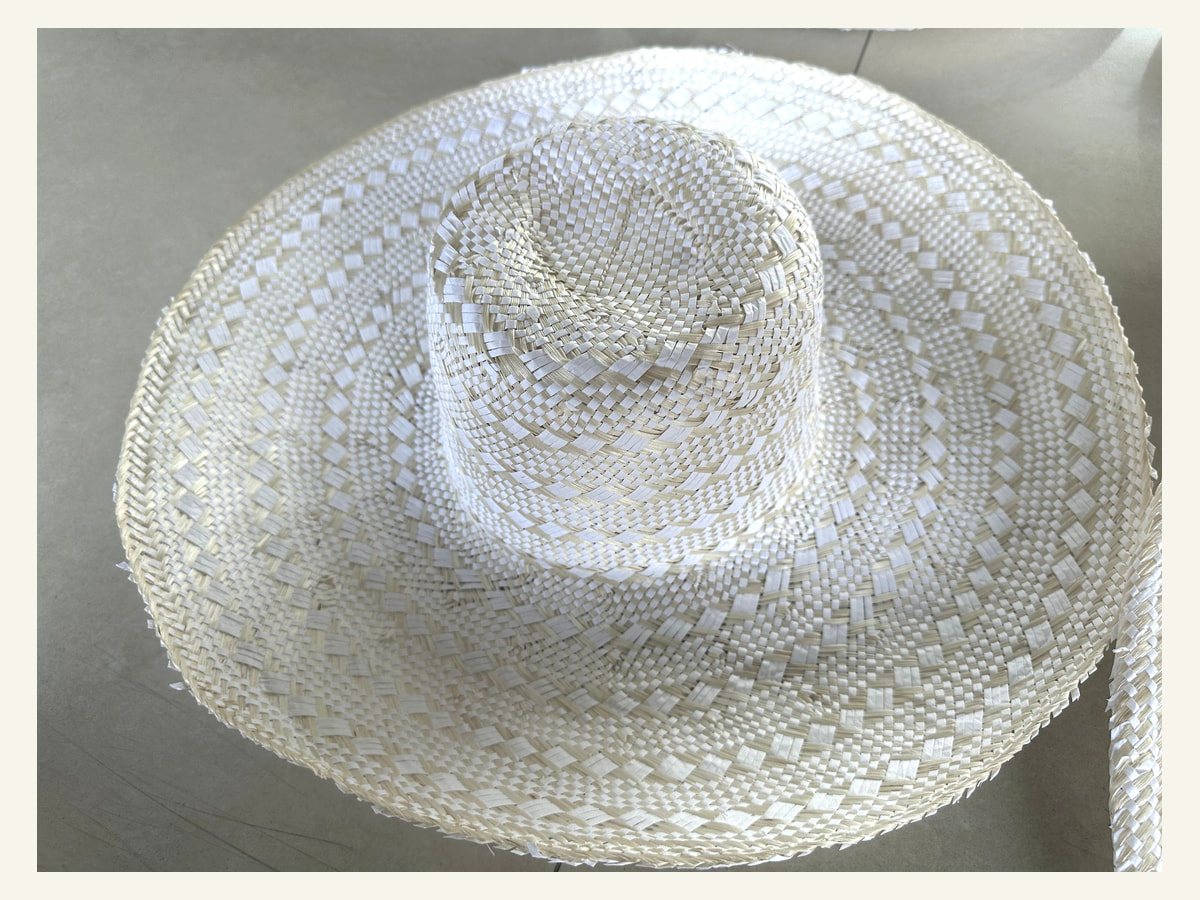 Spiral Crochet Natural Straw Hat Body N25 for Wholesale | product photo
