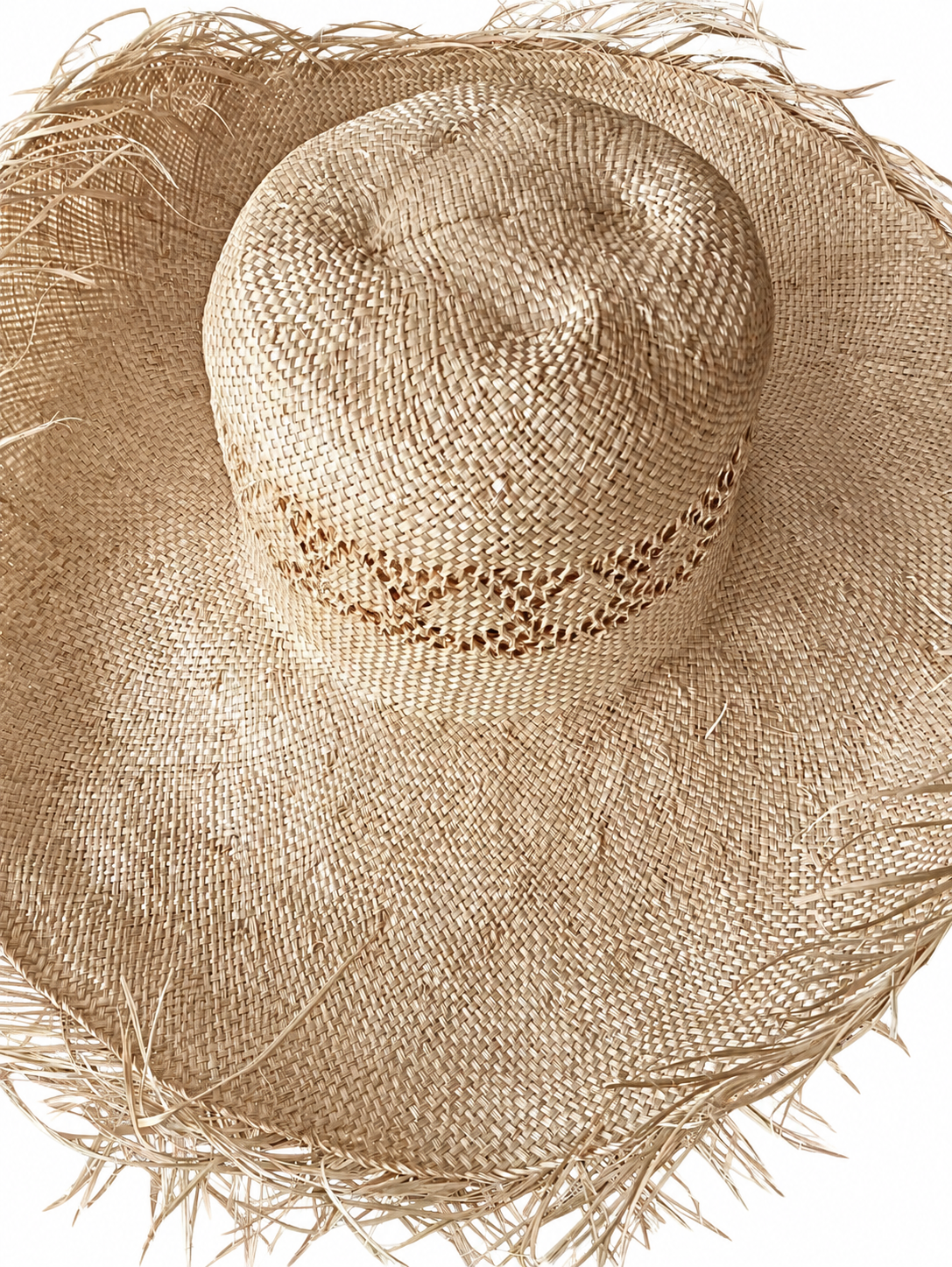 Double-Openwork Band Natural Straw Hat Body N02 | product photo