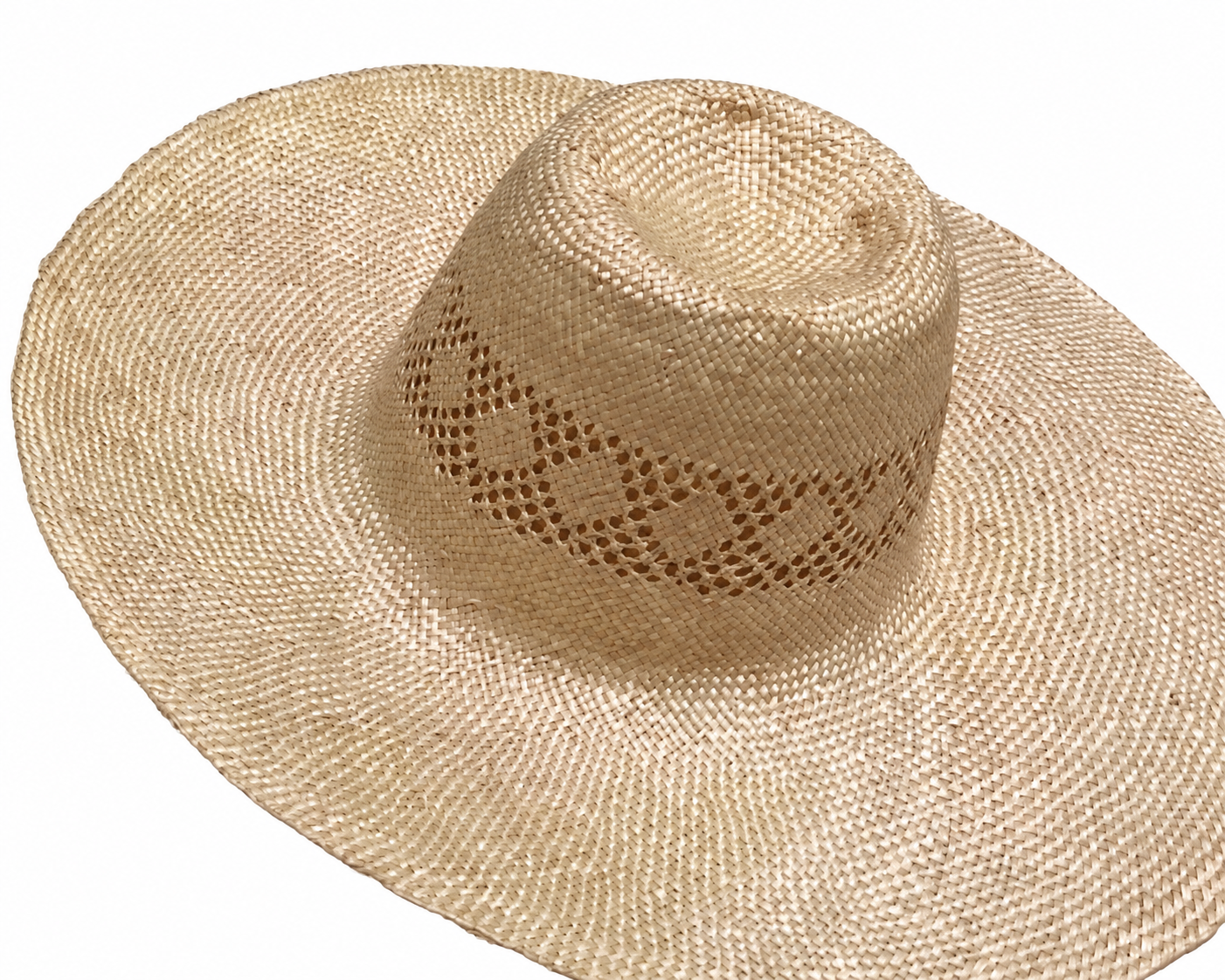 Natural-Tone Openwork Band Natural Straw Hat Body N07 | product photo