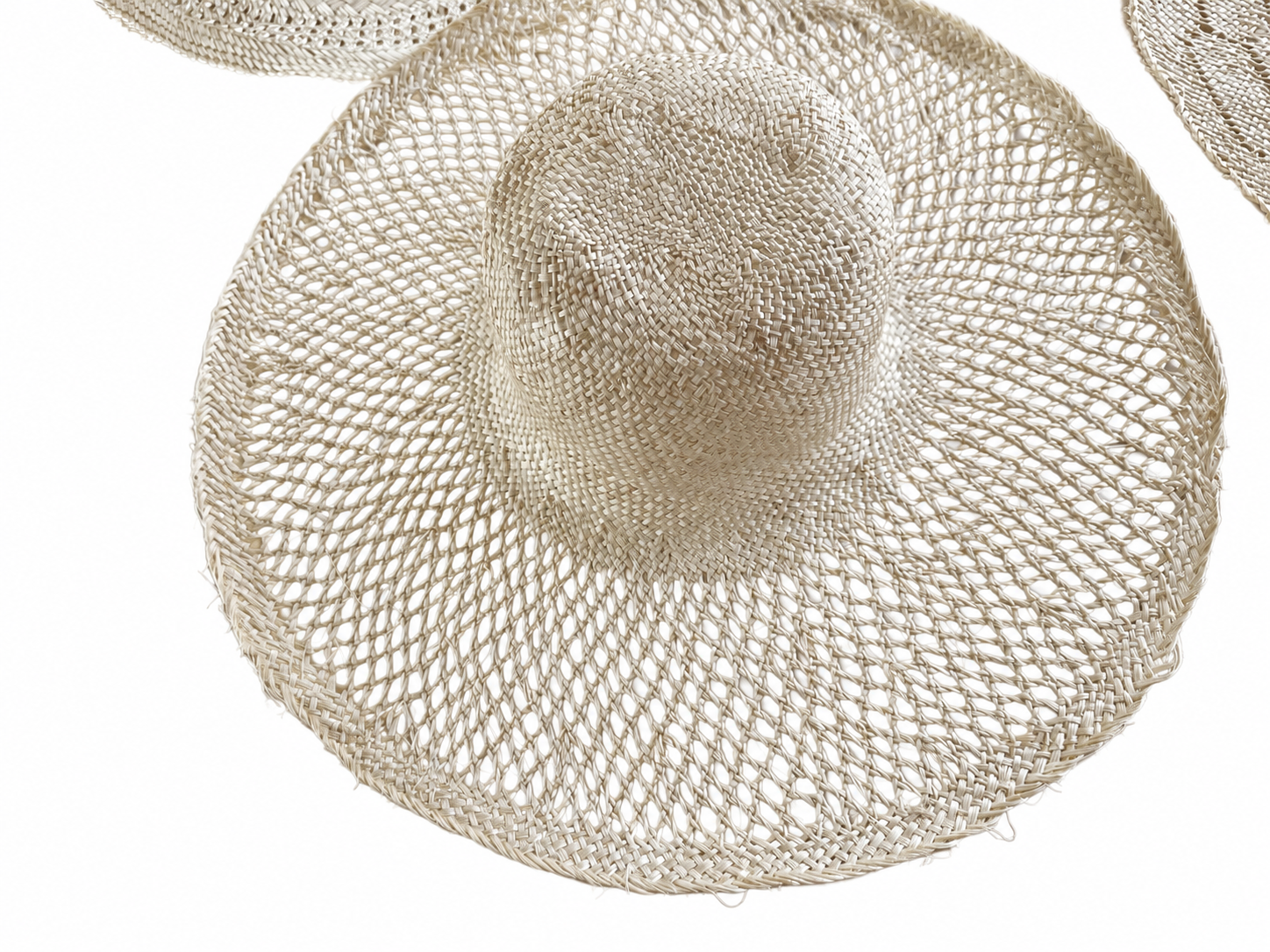 Shallow Crown Fringed Natural Straw Hat Body N09 | product photo