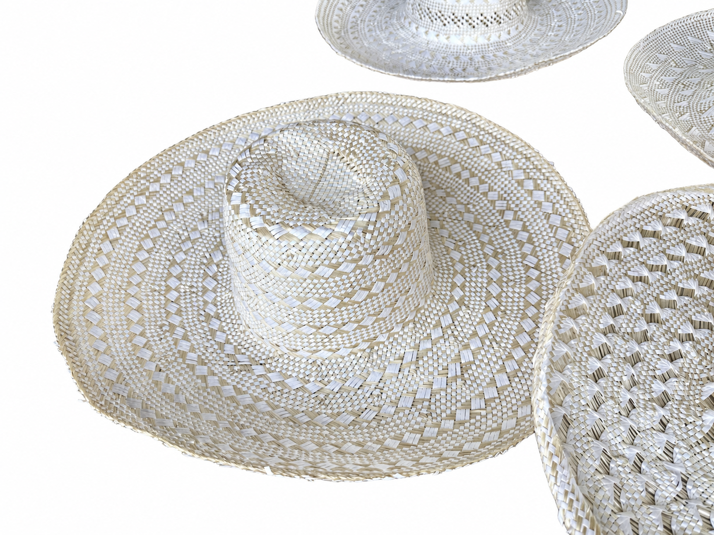 Diamond-Band Openwork Natural Straw Hat Body N12 | product photo