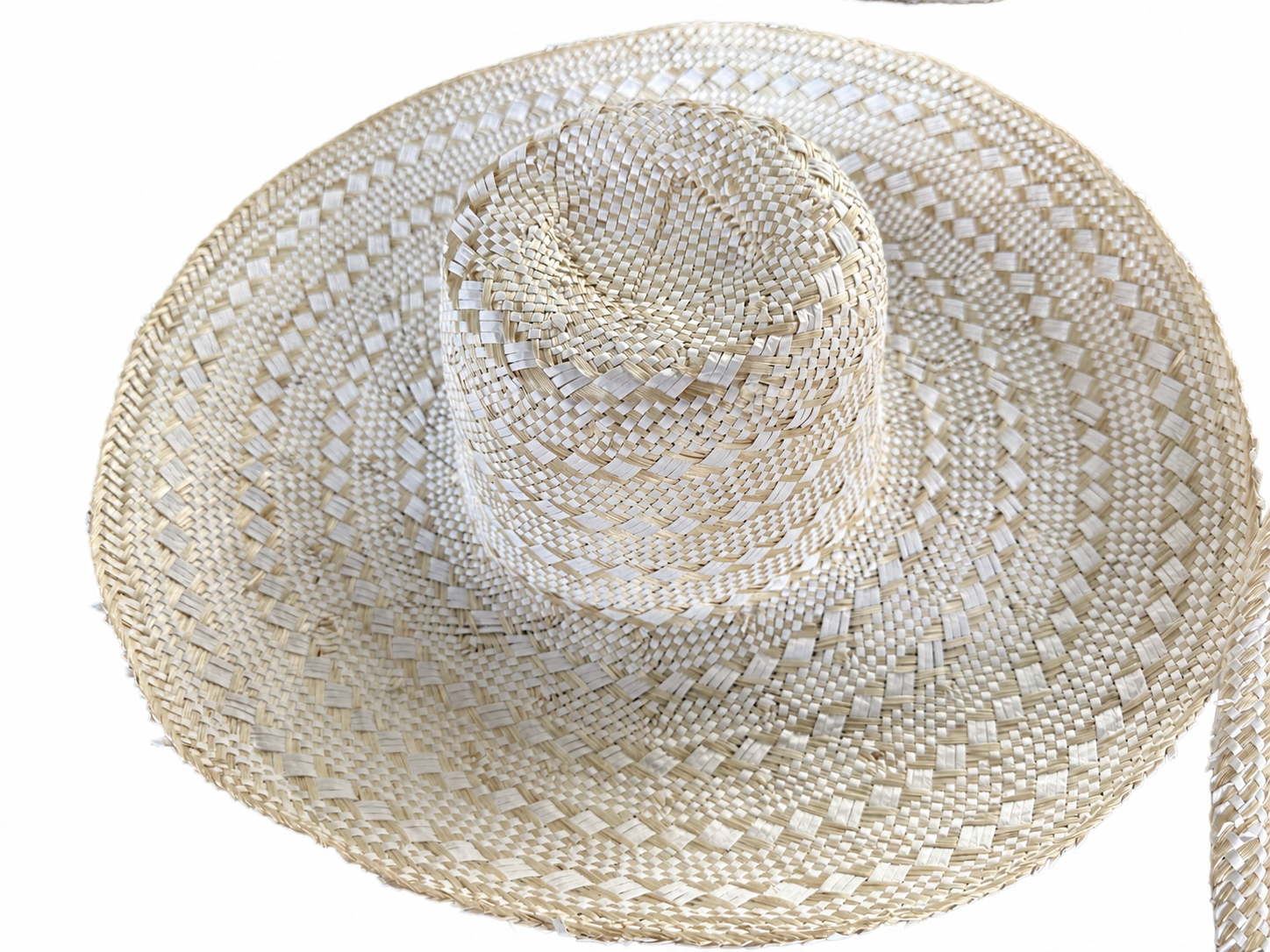 Fringed Openwork Crown Natural Straw Hat Body N13 | product photo