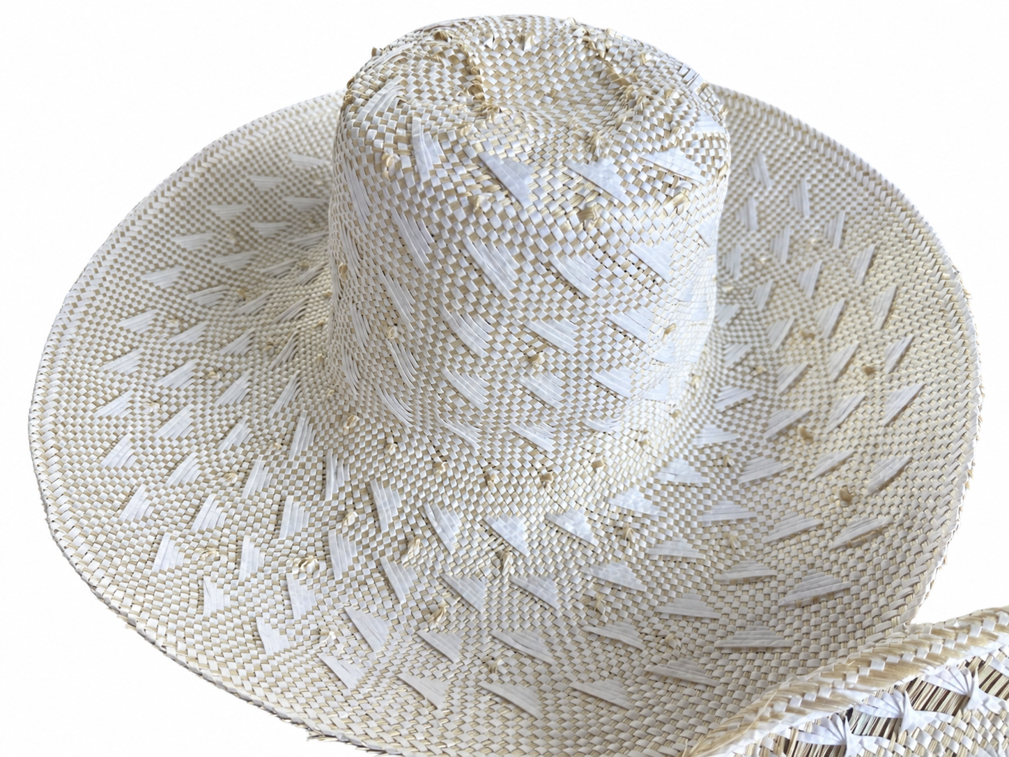 Crochet Openwork Natural Straw Hat Body N17 | product photo
