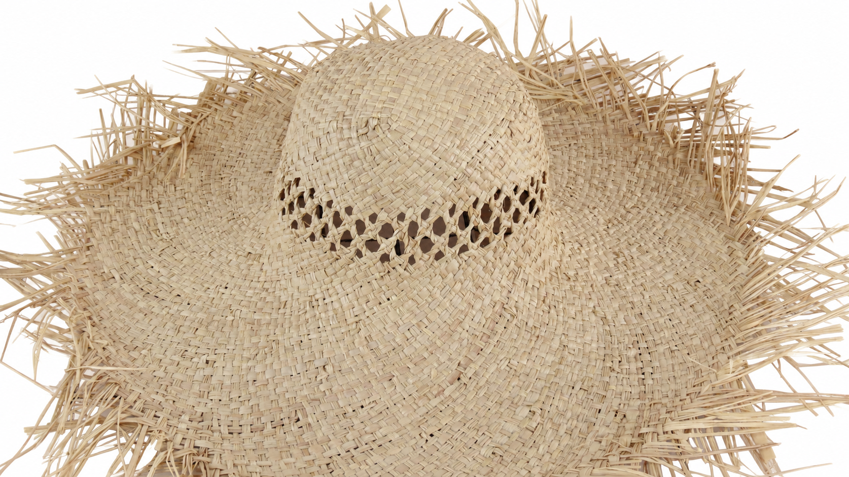 Diamond-Crown Openwork Natural Straw Hat Body N19 | product photo