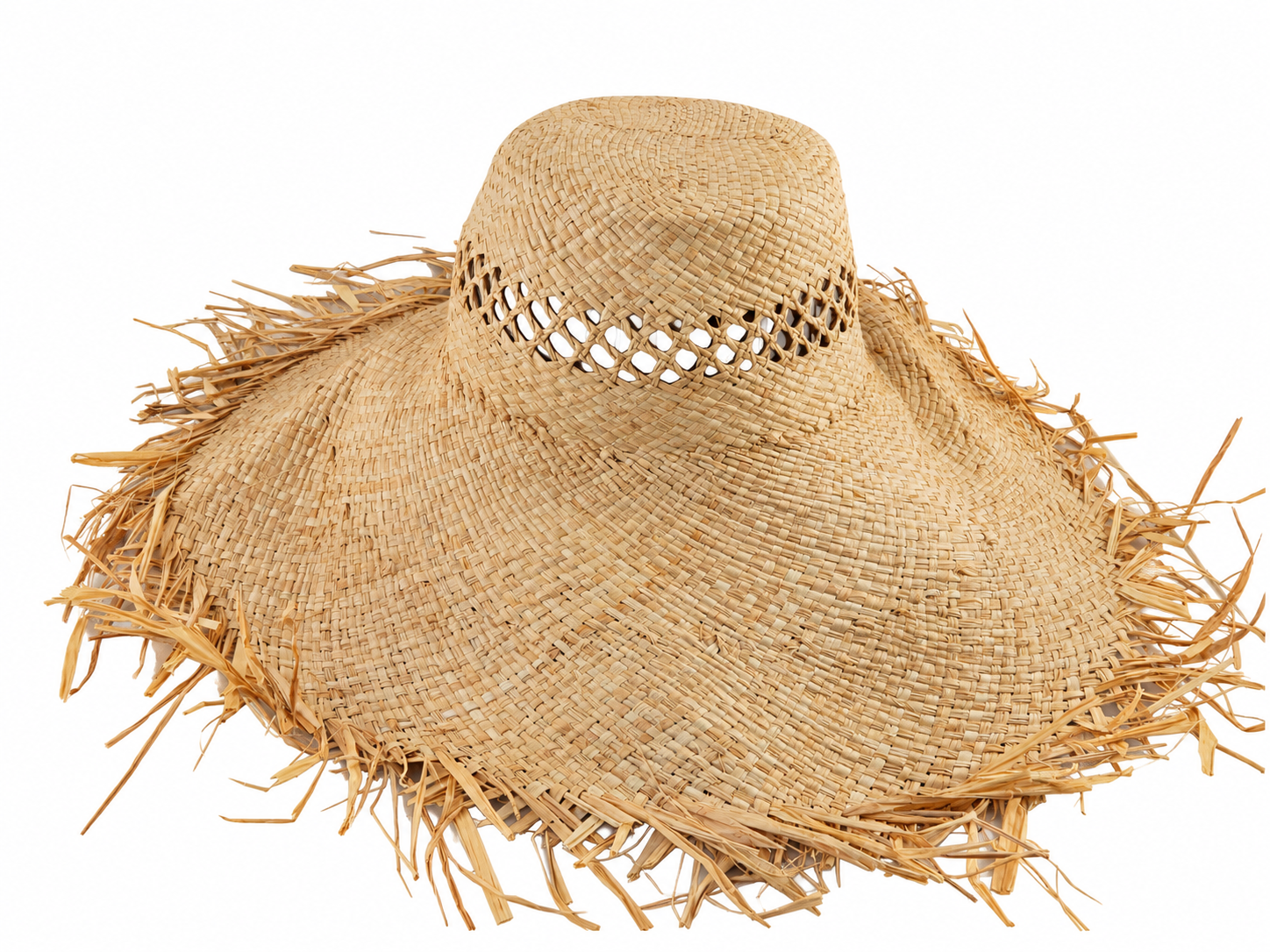 Zigzag Crown Natural Straw Hat Body N22 | product photo
