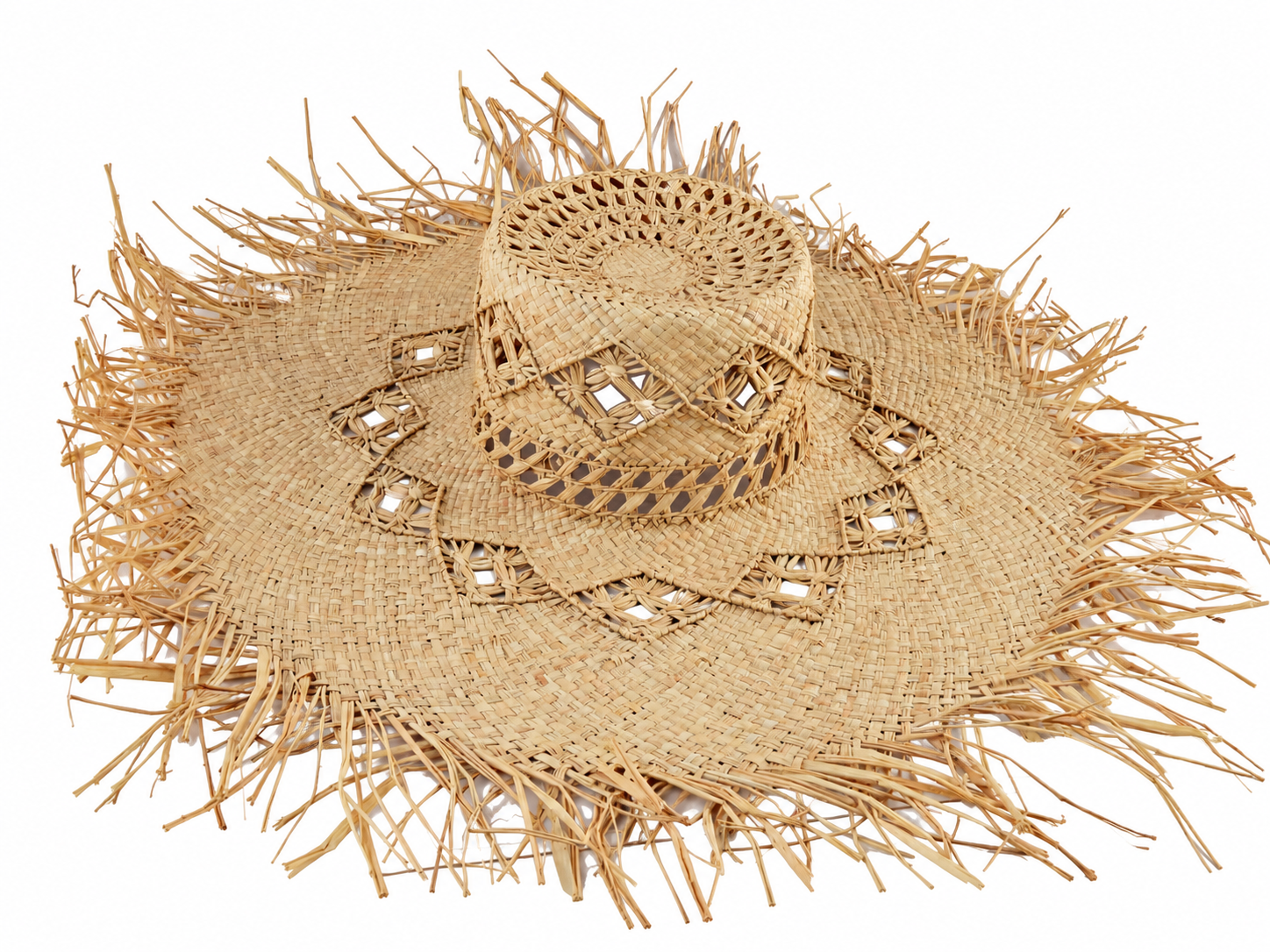 Striped Tall Crown Natural Straw Hat Body N23 | product photo