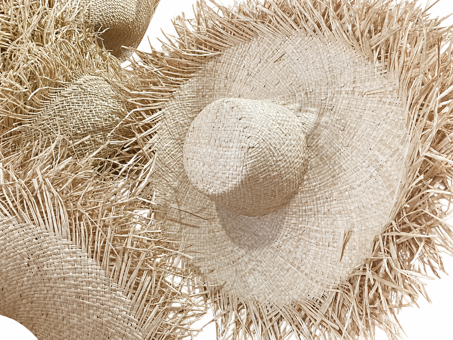 Large-Diamond Openwork Natural Straw Hat Body N24 | product photo