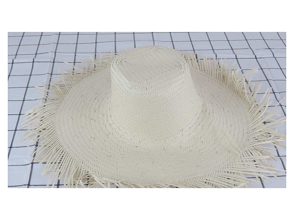 Textured Weave Fringed Paper Hat Body | product photo