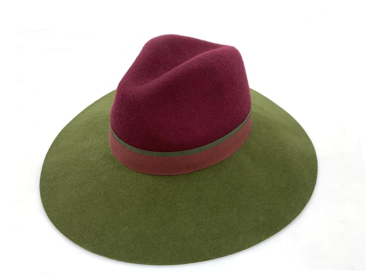 Wool Color Block Wide Brim Hat | product photo
